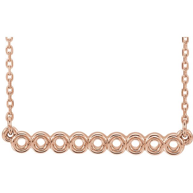 Circle Bar Necklace --  Adjustable 16-18" 14KT Gold / Rose