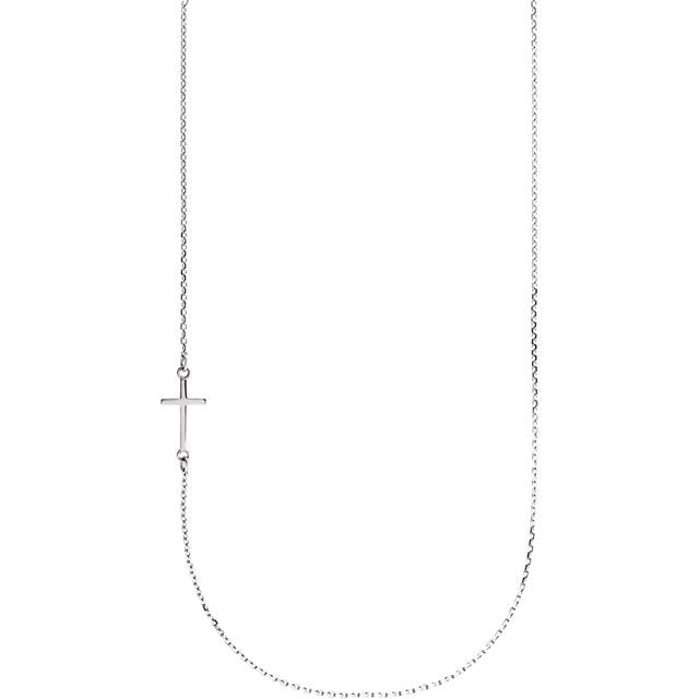 Sterling Silver Sideways Cross 16" Necklace