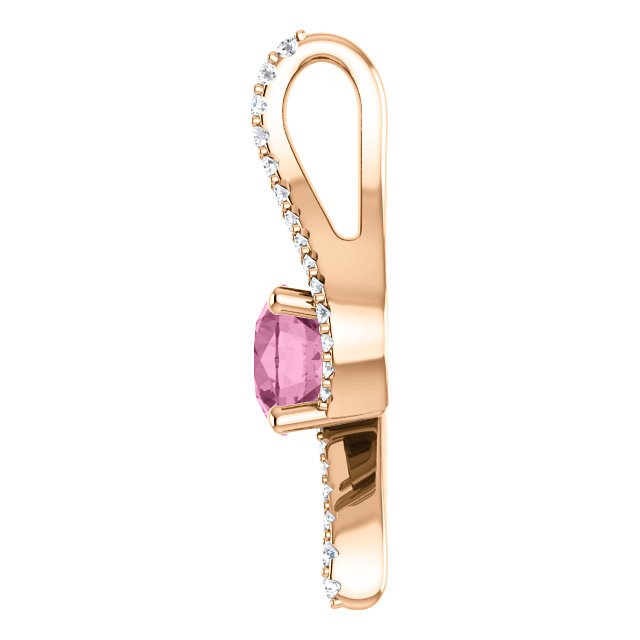 14KT GOLD PINK PASSION TOPAZ & 0.08 CTW DIAMOND ACCENT BYPASS PENDANT White,Yellow,Rose
