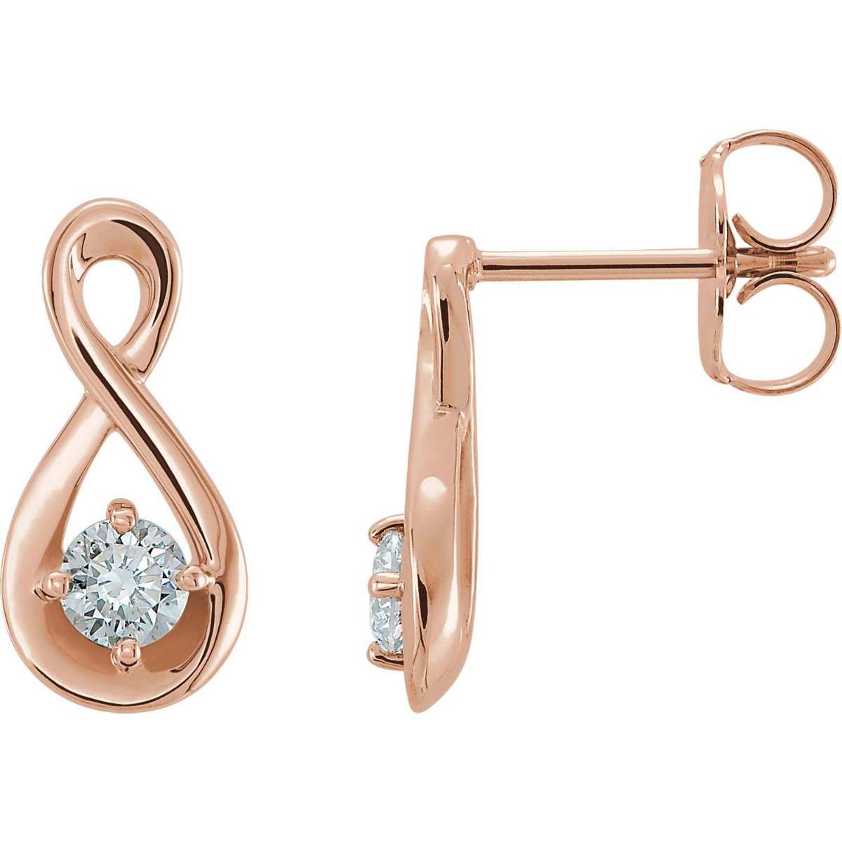 14KT Gold 1/5 CTW Diamond Infinity-Inspired Earrings Rose