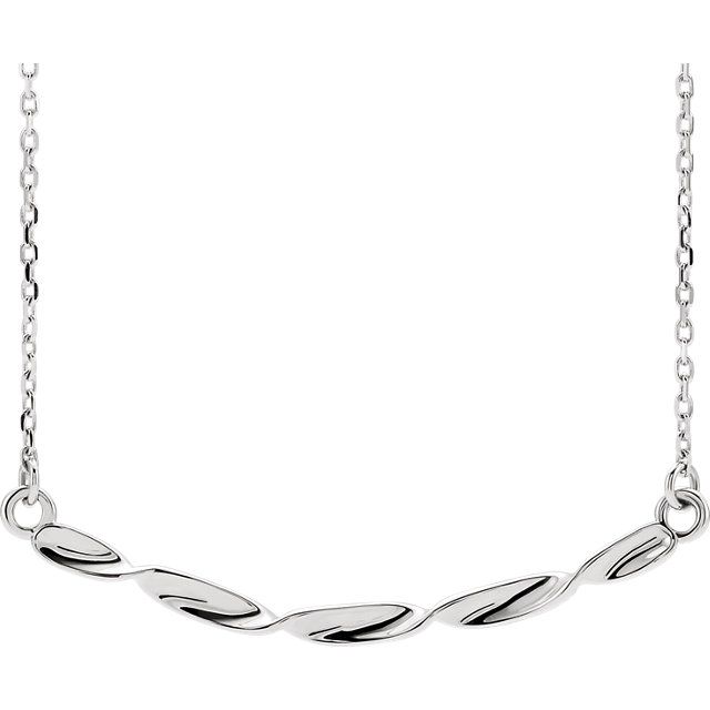 Twisted Ribbon Bar Necklace 14KT Gold / White