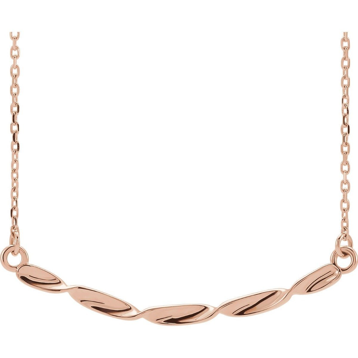 Twisted Ribbon Bar Necklace 14KT Gold / Rose