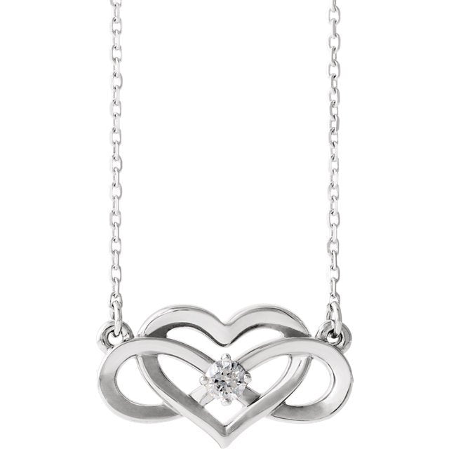 1/10 CTW DIAMOND INFINITY-INSPIRED HEART NECKLACE 14KT Gold / White