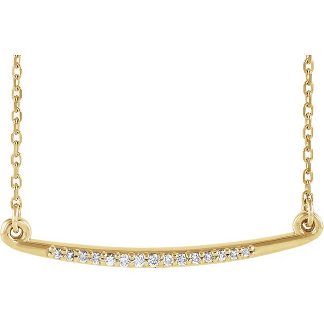14KT Gold 1/20 CTW Diamond Curved Bar Necklace Yellow