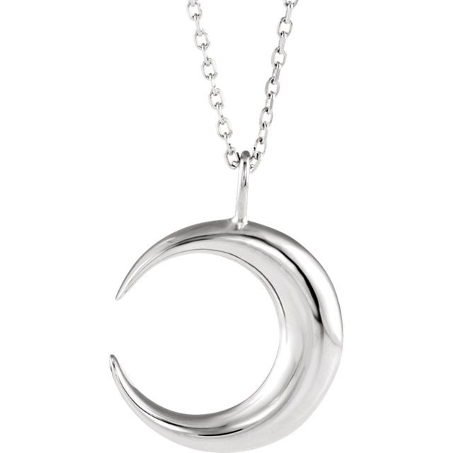 14KT Gold Crescent Moon Necklace White