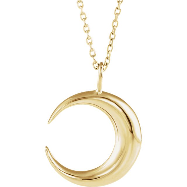 14KT Gold Crescent Moon Necklace Yellow