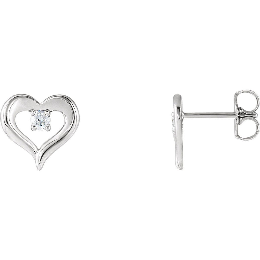 1/10 CTW Diamond Heart Stud Earrings Sterling Silver / Silver