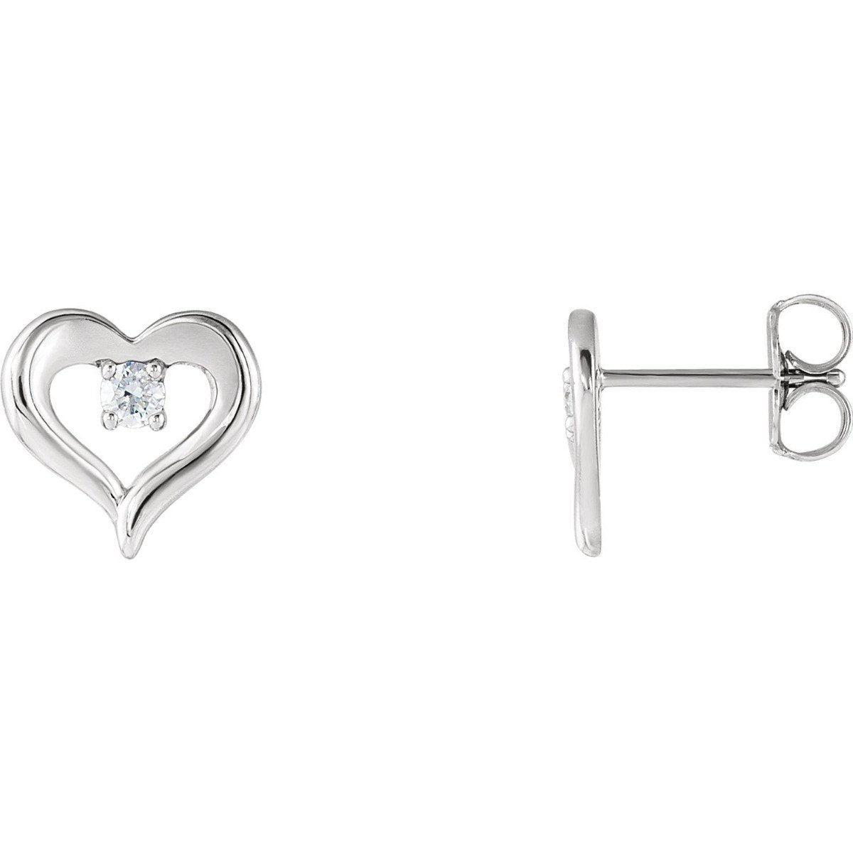1/10 CTW Diamond Heart Stud Earrings 14KT Gold / White