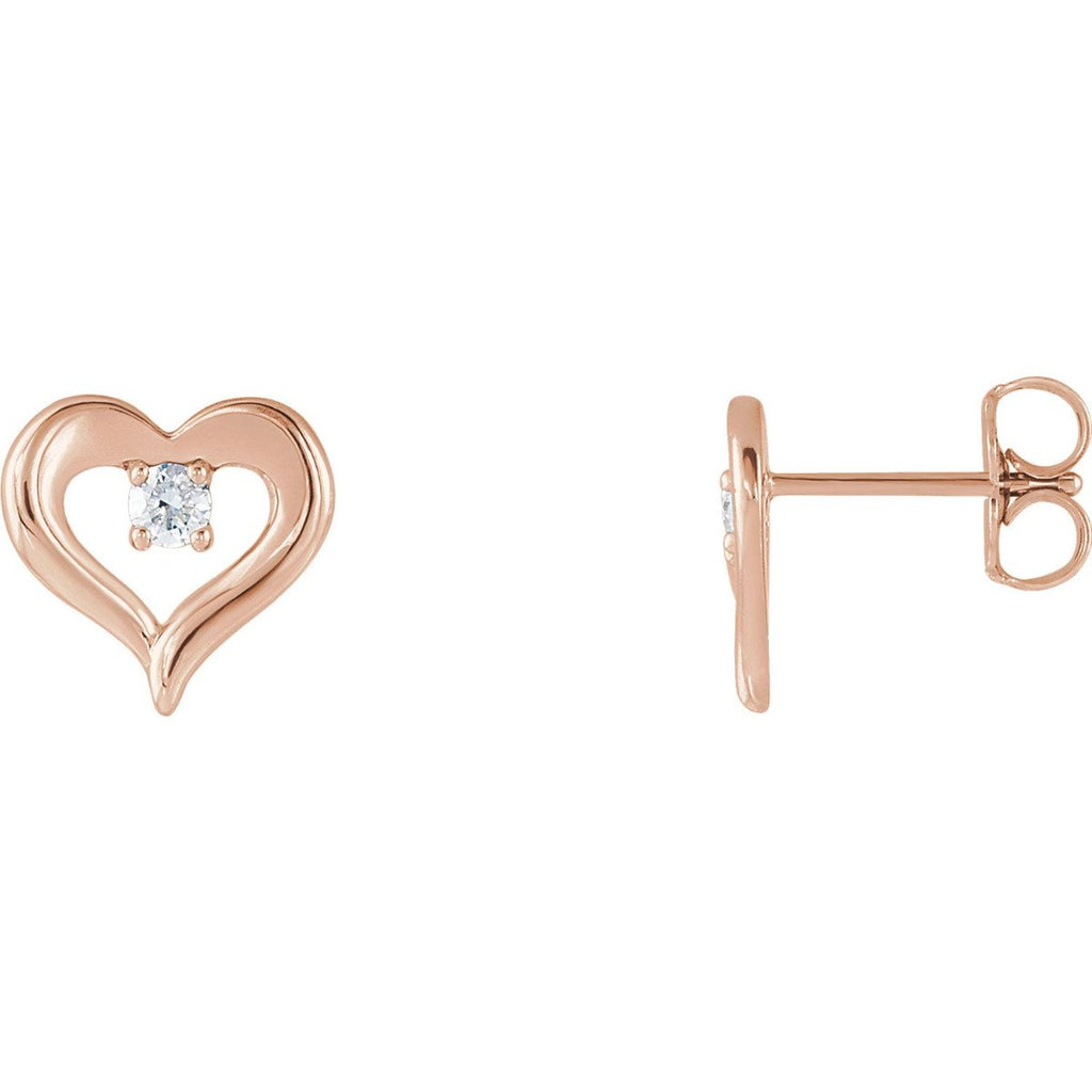 1/10 CTW Diamond Heart Stud Earrings 14KT Gold / Rose