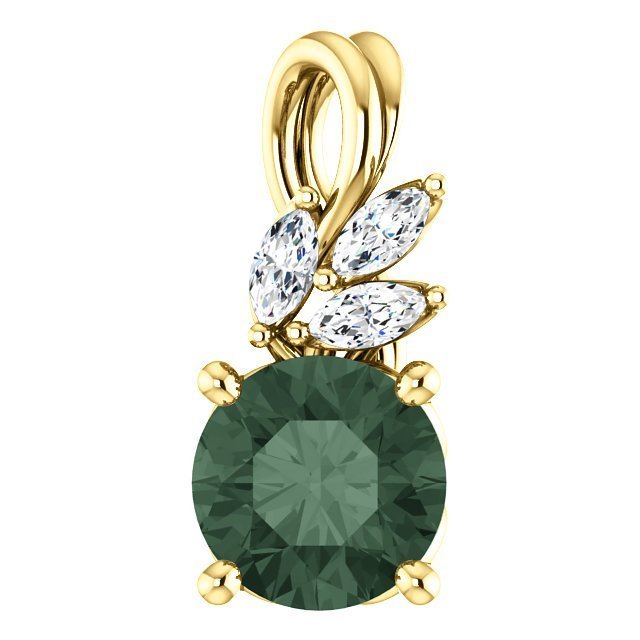 14KT Gold 1.13 CT Alexandrite & 1/10 CTW Diamond Floral Pendant No / White,No / Yellow,No / Rose,Yes / White,Yes / Yellow,Yes / Rose