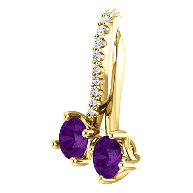 14KT 0.40 CTW AMETHYST & 0.05 CTW DIAMOND PENDANT 14KT Gold / Rose,14KT Gold / White,14KT Gold / Yellow,Sterling Silver / Silver