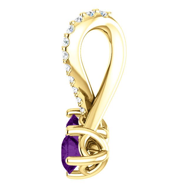 14KT 0.40 CTW AMETHYST & 0.05 CTW DIAMOND PENDANT 14KT Gold / Rose,14KT Gold / White,14KT Gold / Yellow,Sterling Silver / Silver