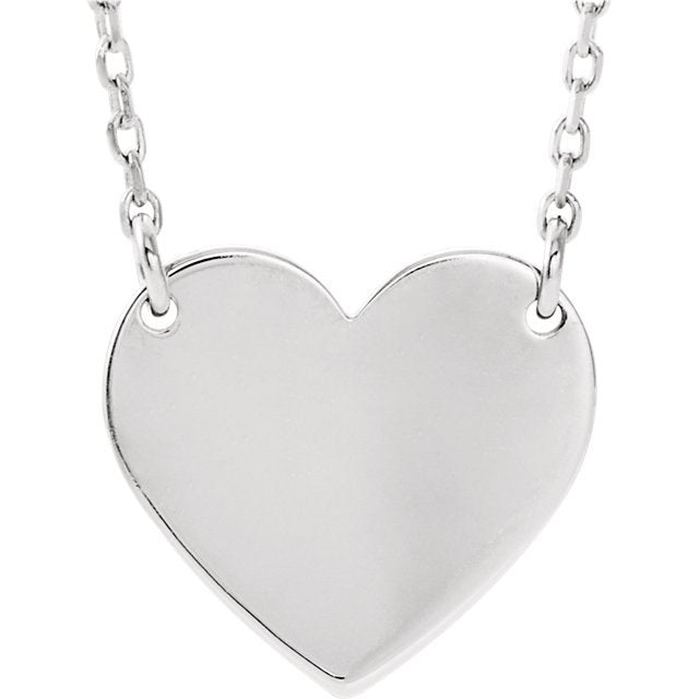 14KT GOLD HEART ONE LETTER ENGRAVEABLE NECKLACE No Color / White,Black / White,Blue / White,Brown / White,Green / White,Pink / White,Red / White