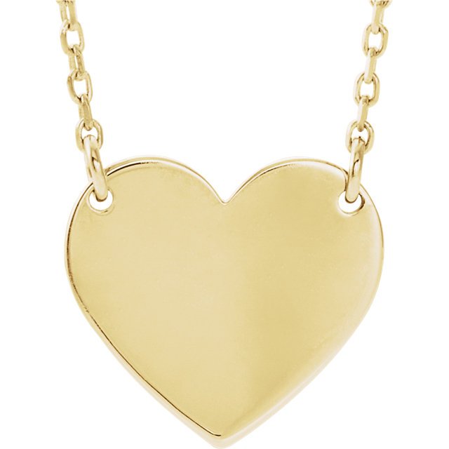 14KT GOLD HEART ONE LETTER ENGRAVEABLE NECKLACE No Color / Yellow,Black / Yellow,Blue / Yellow,Brown / Yellow,Green / Yellow,Pink / Yellow,Red / Yellow