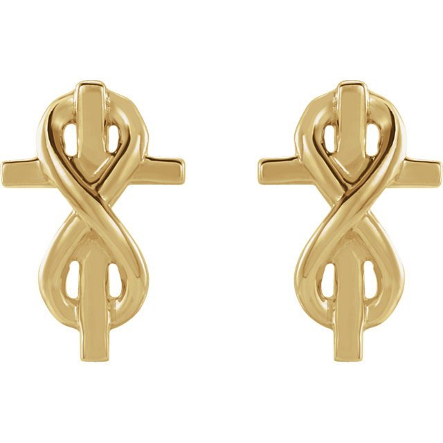 INFINITY-INSPIRED CROSS EARRINGS 14KT Gold / White,14KT Gold / Rose,14KT Gold / Yellow,Sterling Silver / Silver