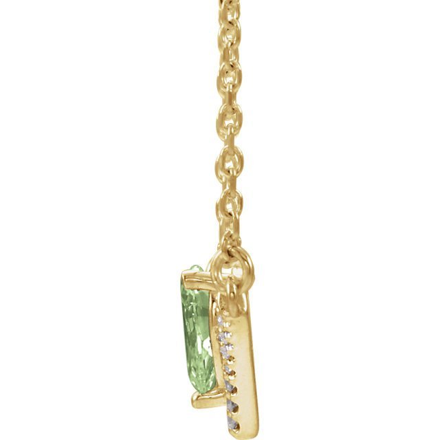 14KT Gold .48 CT Peridot & .08 CTW Diamond Accent "V" Bar Necklace White,Yellow,Rose