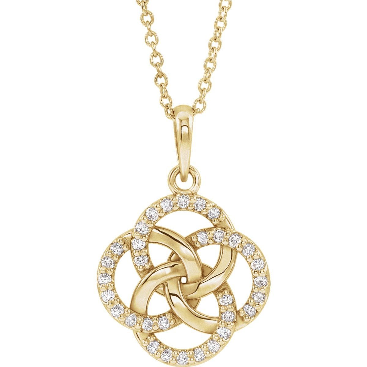14KT Gold 1/8 CTW Diamond Five-Fold Celtic Necklace Yellow