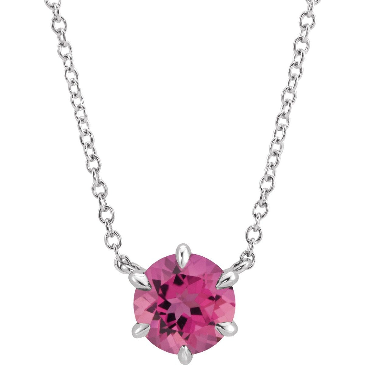 14KT GOLD 0.55 CT PINK TOURMALINE SOLITAIRE NECKLACE White