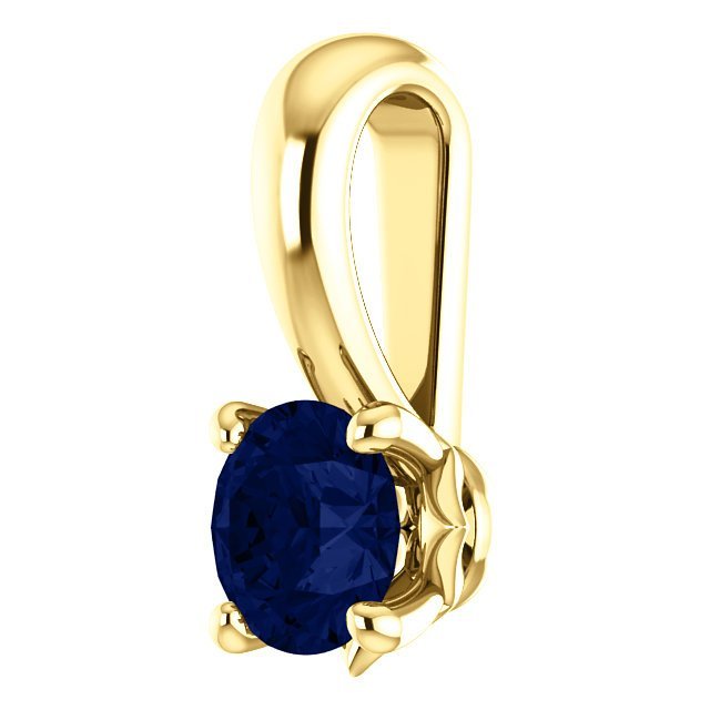 14KT GOLD 0.30 CT ROUND BLUE SAPPHIRE SOLITAIRE PENDANT Rose,White,Yellow