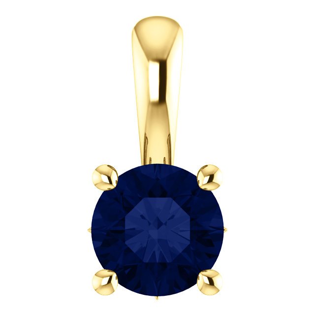 14KT GOLD 0.70 CT ROUND BLUE SAPPHIRE SOLITAIRE PENDANT Rose,White,Yellow