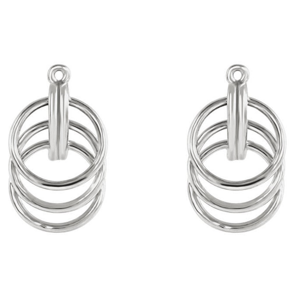 14KT White Gold Triple Circle Earring Jackets