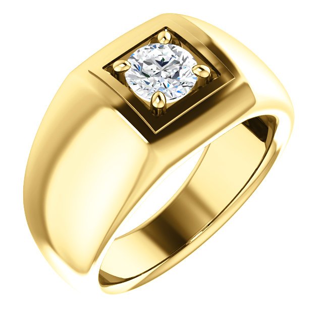 Men's 14KT Gold 3/4 CT Round Diamond Solitaire Ring 8 / Yellow,8.5 / Yellow,9 / Yellow,9.5 / Yellow,10 / Yellow,10.5 / Yellow,11 / Yellow,11.5 / Yellow,12 / Yellow,12.5 / Yellow,13 / Yellow
