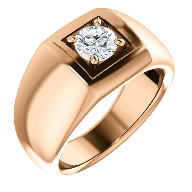 Men's 14KT Gold 3/4 CT Round Diamond Solitaire Ring 8 / Rose,8.5 / Rose,9 / Rose,9.5 / Rose,10 / Rose,10.5 / Rose,11 / Rose,11.5 / Rose,12 / Rose,12.5 / Rose,13 / Rose