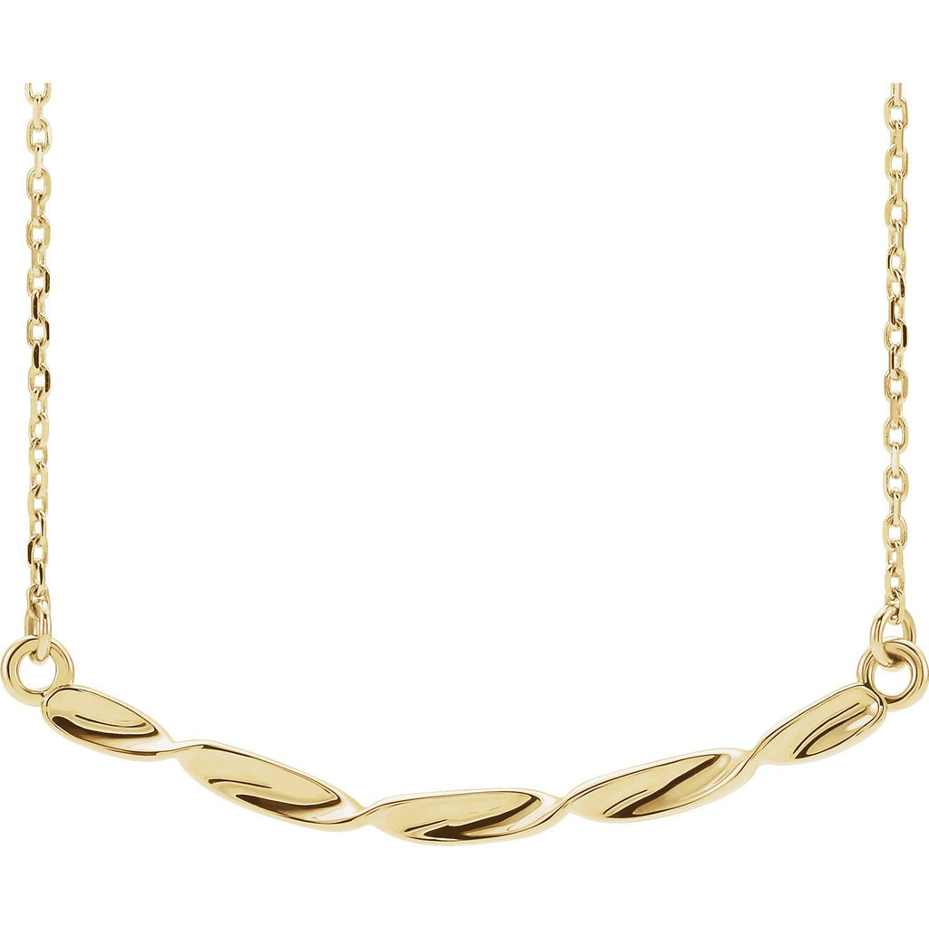 Twisted Ribbon Bar Necklace 14KT Gold / White,14KT Gold / Rose,14KT Gold / Yellow,Sterling Silver / Silver