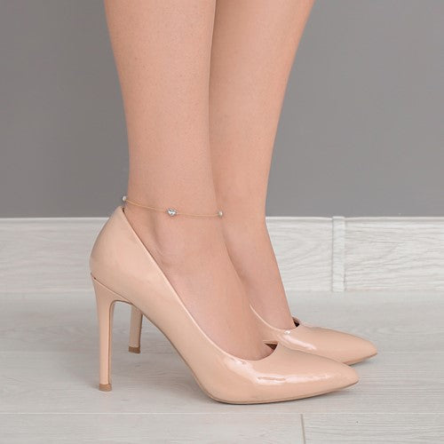 14KT TWO-TONE GOLD PUFF HEART ANKLET