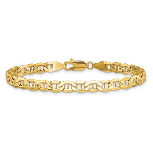 14KT Yellow Gold 4.75MM Semi Solid Anchor Chain Bracelet 7 Inch,8 Inch