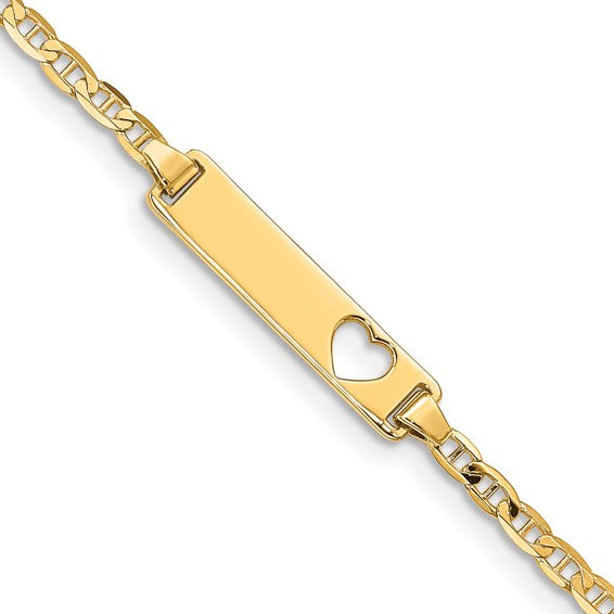 14KT Yellow Gold Anchor Link Children's ID Bracelet 5.5 Inch,6 Inch