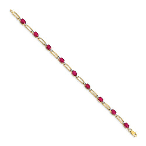 14KT YELLOW GOLD RUBY & DIAMOND BRACELET