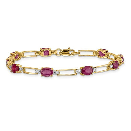 Vintage Style Bezel-Set Ruby and Diamond Bracelet | Angara