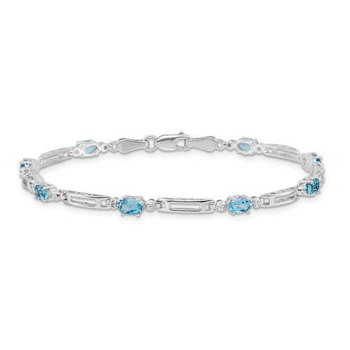 14KT WHITE GOLD SWISS BLUE TOPAZ AND DIAMOND BRACELET – GDS