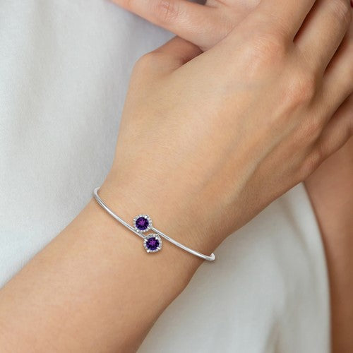 14kt White Gold top Bangle with Amethyst