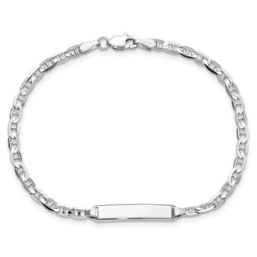 Ladies 14KT White Gold Anchor Link ID Bracelet-7 Inches