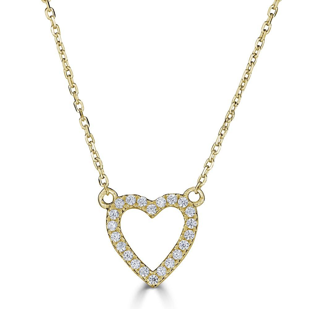 Emilique 14kt Gold .08 ctw Diamond Open Heart Necklace Yellow