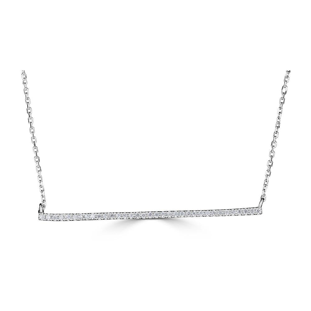 EMILIQUE 14KT GOLD .14 CTW DIAMOND HORIZONTAL BAR NECKLACE White