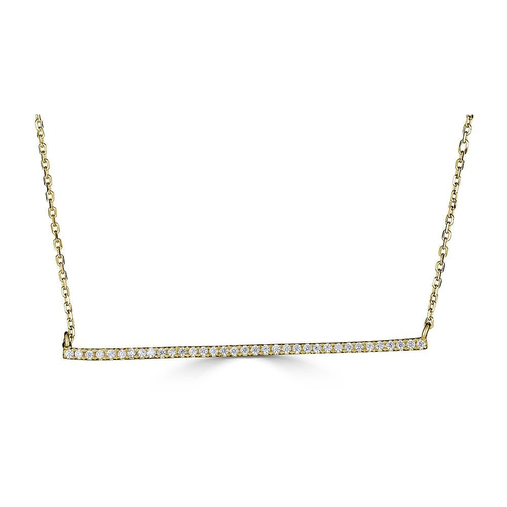 EMILIQUE 14KT GOLD .14 CTW DIAMOND HORIZONTAL BAR NECKLACE Yellow