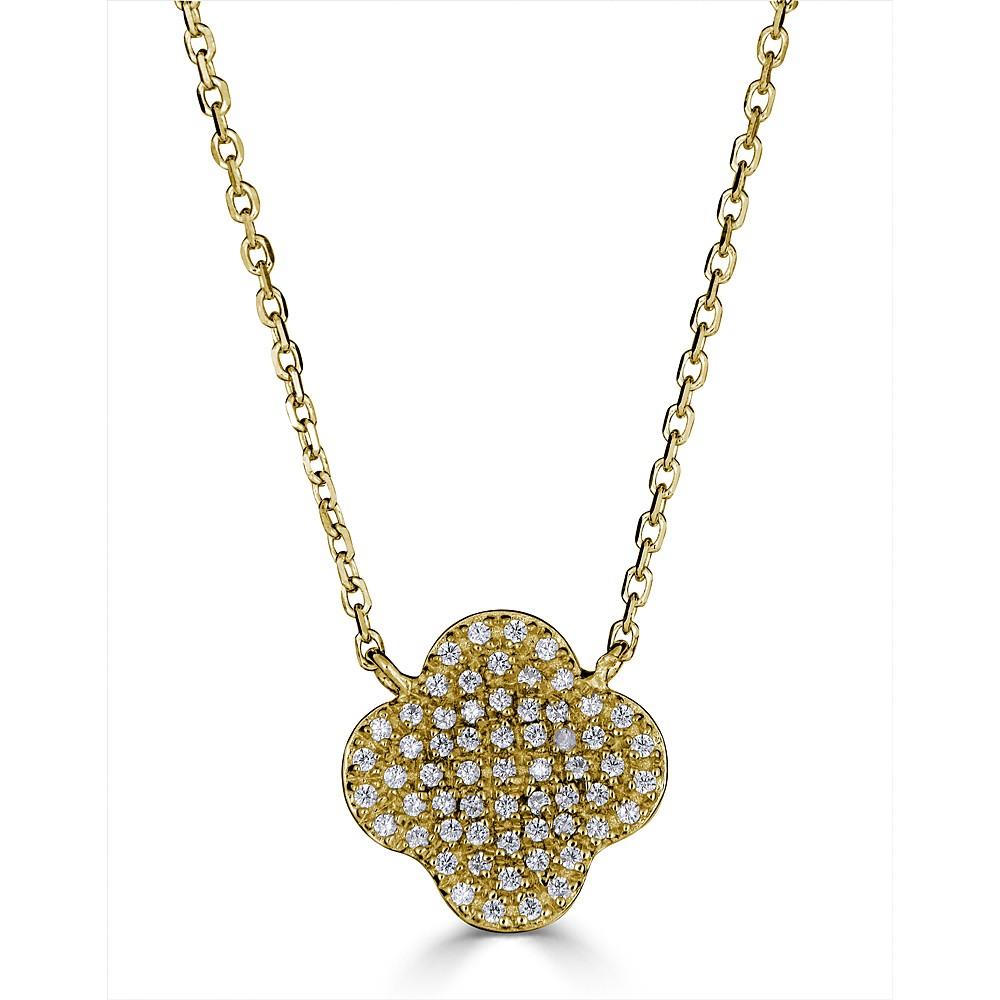 Pave diamond clover necklace