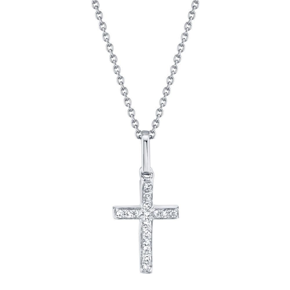 14KT GOLD 0.06 CTW DIAMOND CROSS NECKLACE 18" White Gold,Yellow Gold,Rose Gold