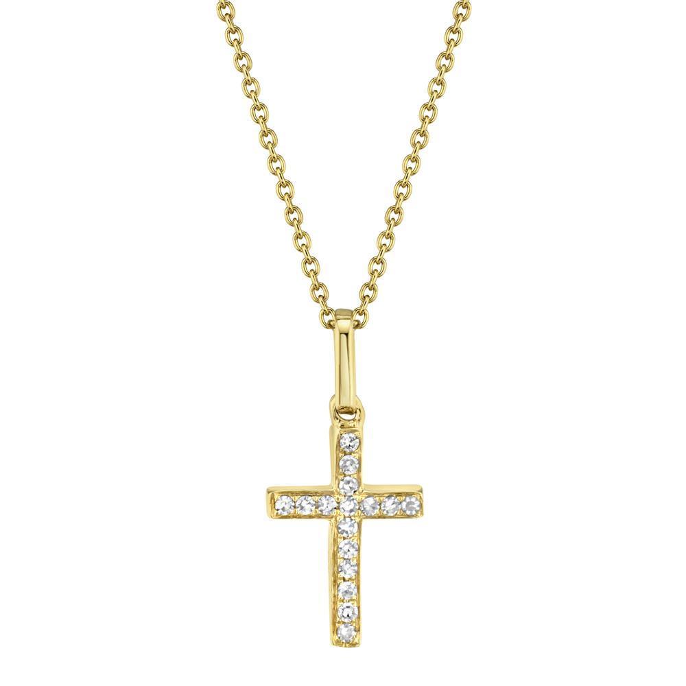 14KT GOLD 0.06 CTW DIAMOND CROSS NECKLACE 18" White Gold,Yellow Gold,Rose Gold