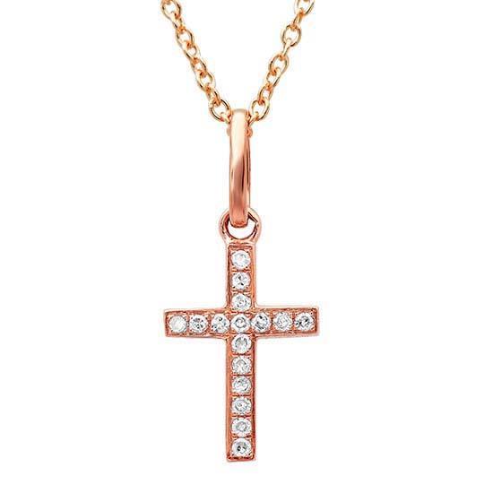 14KT GOLD 0.06 CTW DIAMOND CROSS NECKLACE 18" White Gold,Yellow Gold,Rose Gold