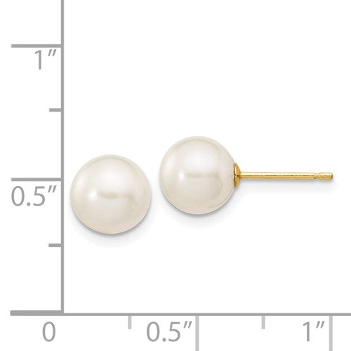 14KT Yellow Gold 7MM-8MM Freshwater Cultured Pearl Earrings