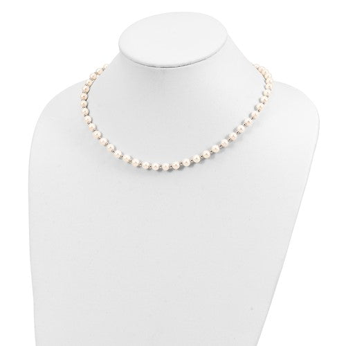 14KT WHITE GOLD CULTURED 6-7 MILLIMETER PEARL 18 INCH NECKLACE