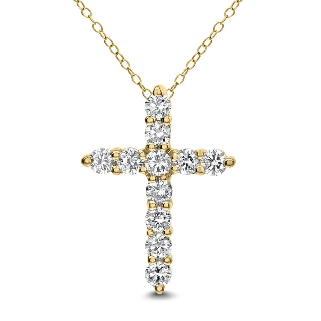 18KT Gold 1/2 CTW Diamond Cross Pendant Rose,White,Yellow