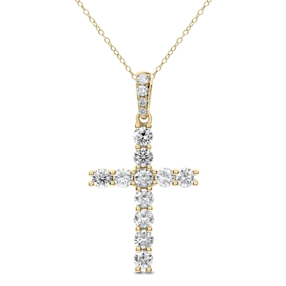 18KT GOLD 1.50 CTW DIAMOND CROSS NECKLACE Yellow