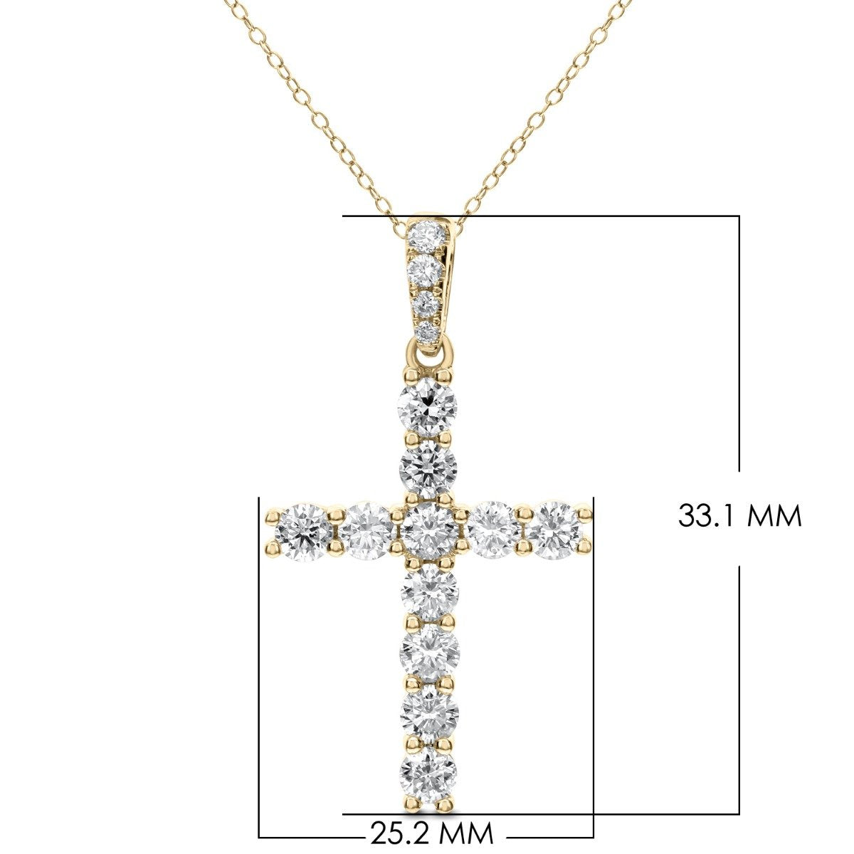 18KT GOLD 1.50 CTW DIAMOND CROSS NECKLACE White,Rose,Yellow