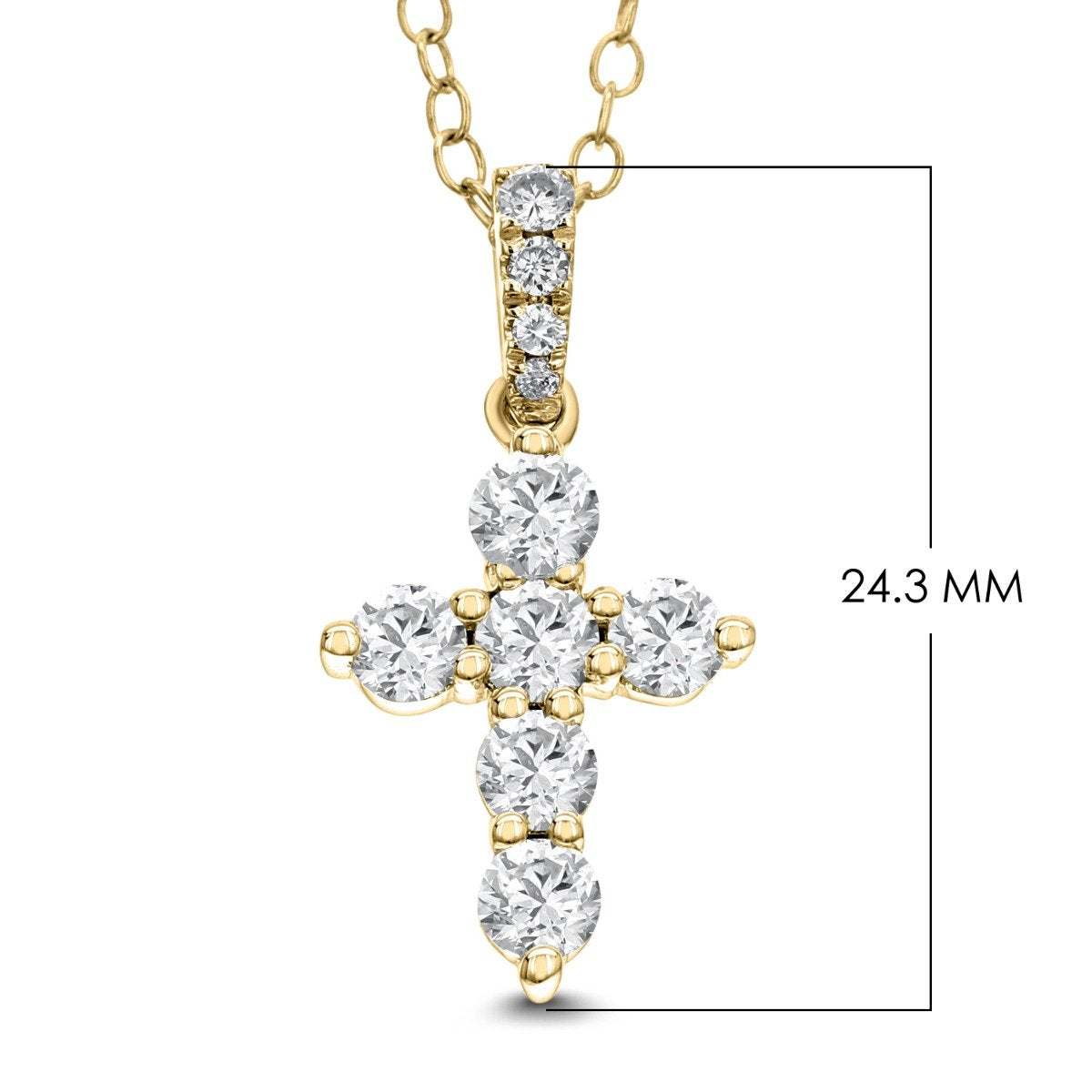 18KT Gold 1 CTW Diamond Cross Pendant Rose,White,Yellow