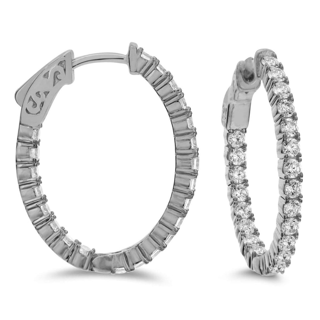18KT Gold 2.50 CTW Inside Out Diamond Hoop Earrings White